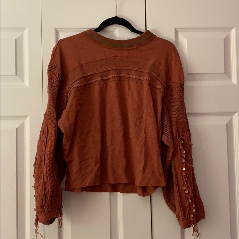 Free People burnt orange/ red crochet top